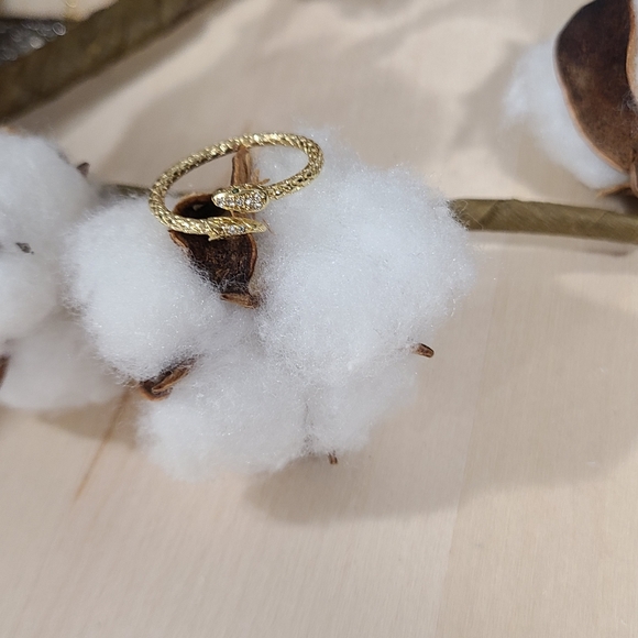 ππNEWππ LUXURIOUS!! Adjustable Snake Ring with Tiny CZ'S in GOLD Plating - Picture 6 of 13
